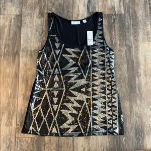 NWT New York & Company XS Black & Silver Tank Top